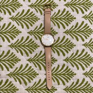 Kate Spade Live Colorfully MOP face Chic Gold and Tan Genuine Leather Watch